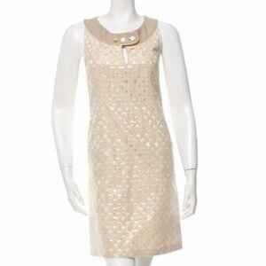 TORY BURCH Cream Patterned Sleeveless Dress